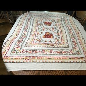 Rare unusual terry cloth tablecloth..School house